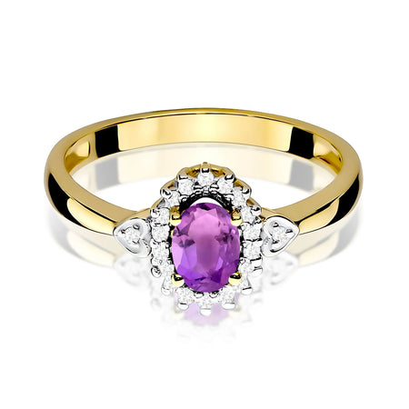 14K (585) Gold Ring | 0.40ct Amethyst and 0.10ct Diamonds | GREMARI Jewelry