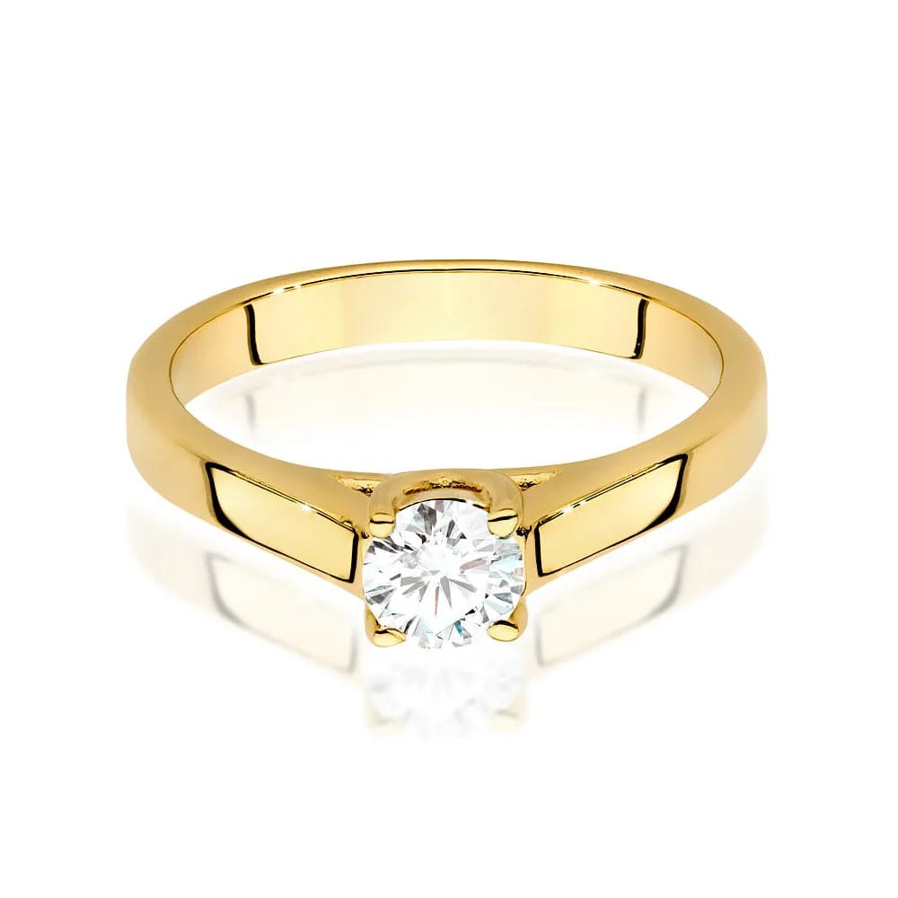 Prsten ze žlutého zlata 14k(585) s diamantem 0,40 ct. Skvělý jako dárek.