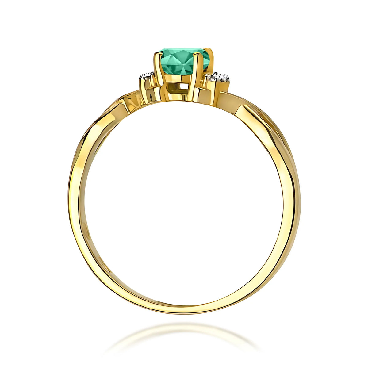 14k (585) Gold Ring | 0.40ct Emerald and 0.052ct Diamonds | GREMARI Jewelry
