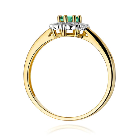 14k (585) Gold Ring | 0.40ct Emerald and 0.069ct Diamonds | GREMARI Jewelry
