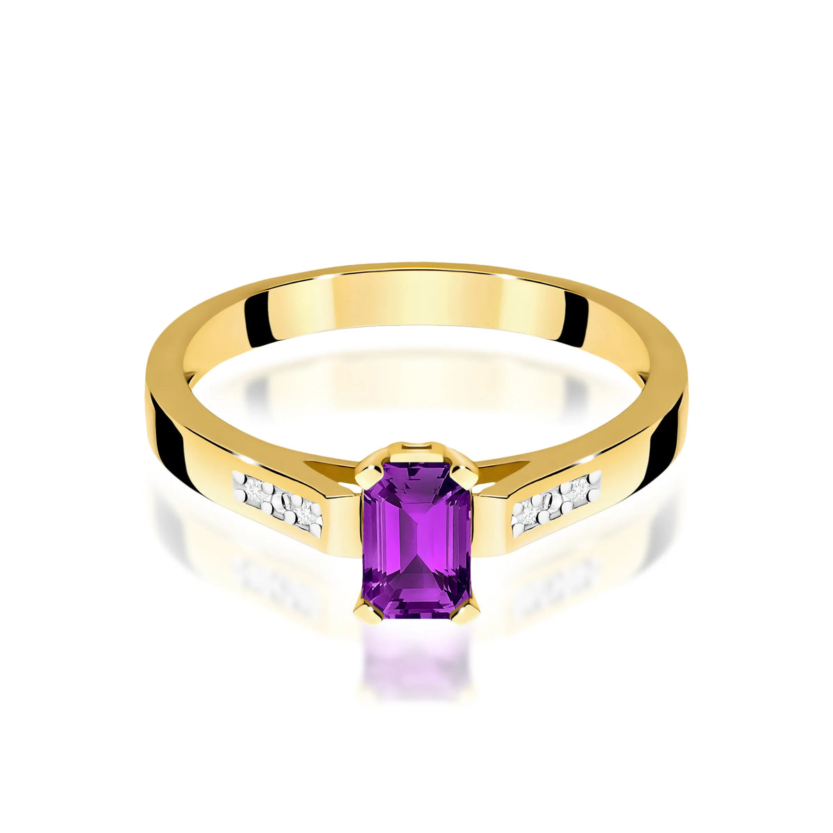 14k (585) Gold Rings | 0.50ct Amethyst and 0.04ct Diamonds | GREMARI Jewelry