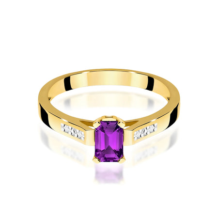 14k (585) Gold Rings | 0.50ct Amethyst and 0.04ct Diamonds | GREMARI Jewelry
