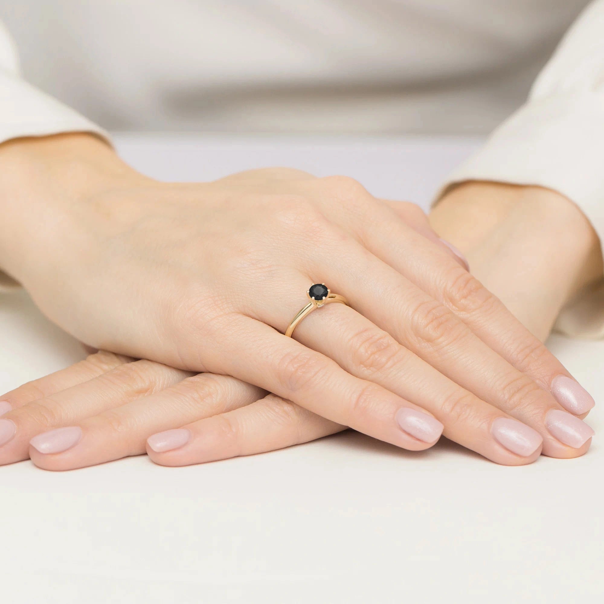 14k (585) Gold Ring | 0.50ct Black Diamond & 0.04ct Diamonds | GREMARI Jewelry
