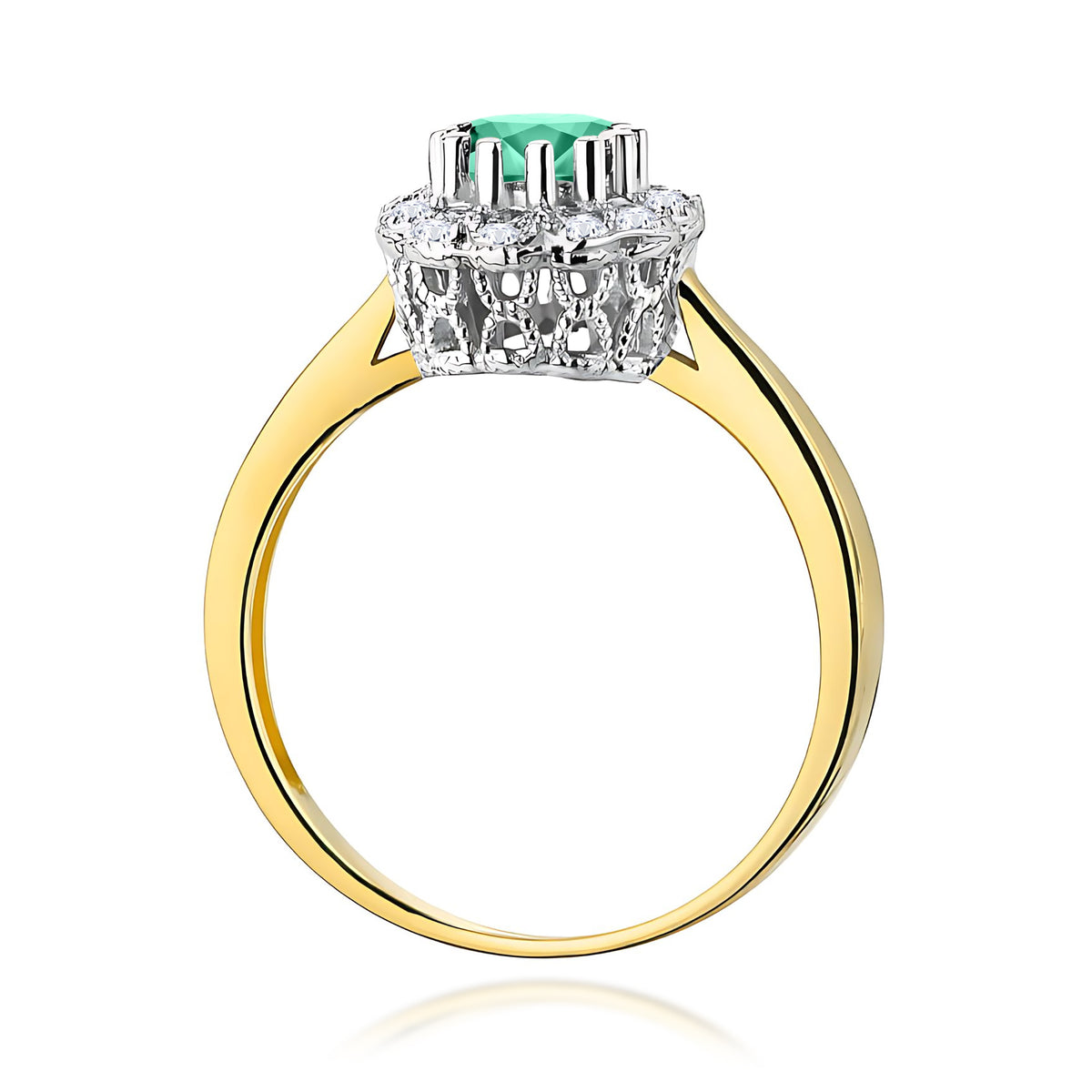 14k (585) Gold Ring | 0.50ct Emerald and 0.174ct Diamonds | GREMARI Jewelry
