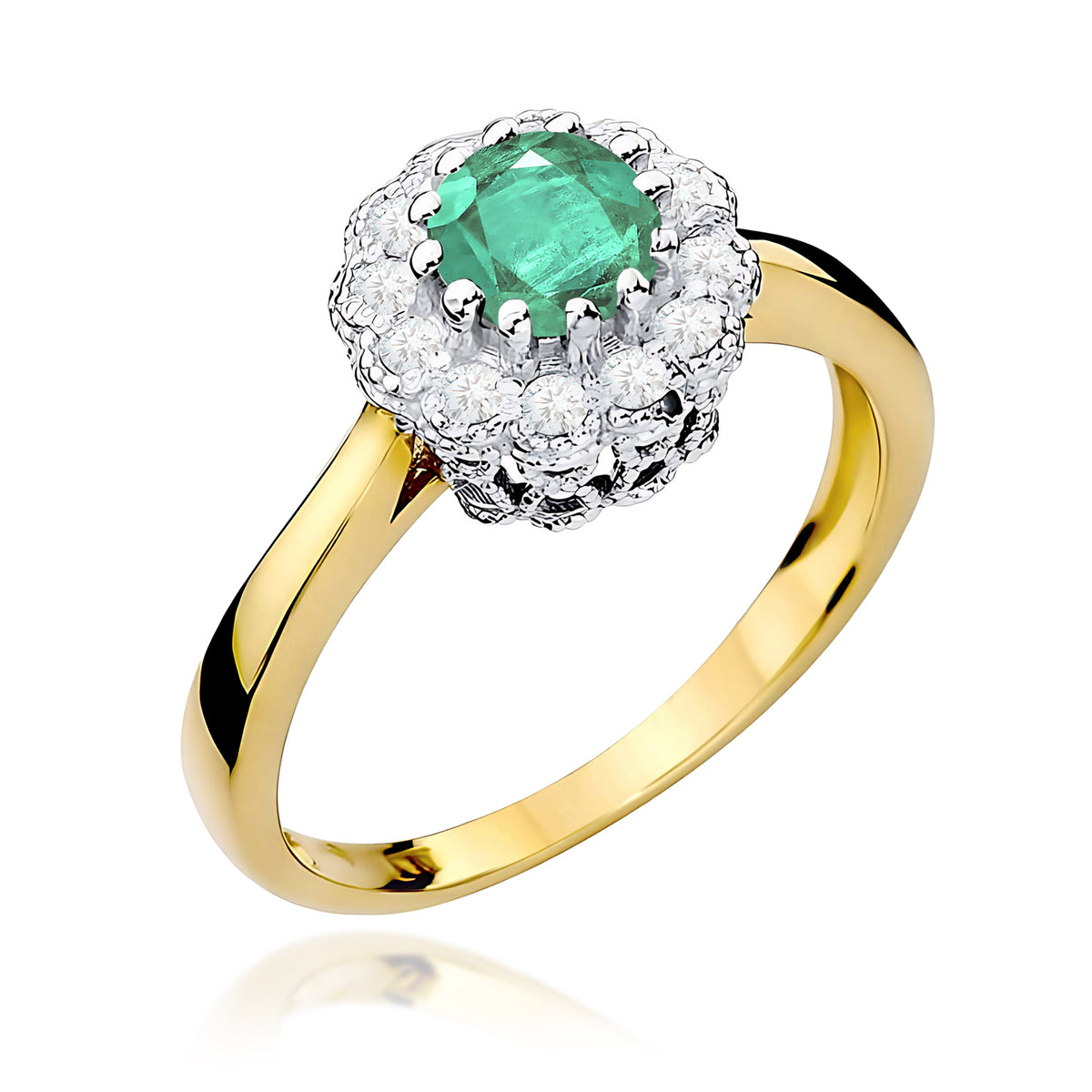 14k (585) Gold Ring | 0.50ct Emerald and 0.174ct Diamonds | GREMARI Jewelry
