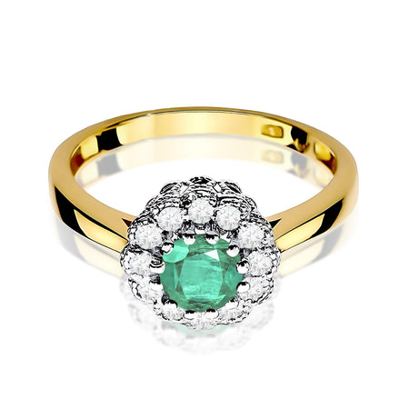 14k (585) Gold Ring | 0.50ct Emerald and 0.174ct Diamonds | GREMARI Jewelry
