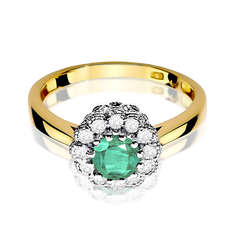 14k (585) Gold Ring | 0.50ct Emerald and 0.174ct Diamonds | GREMARI Jewelry
