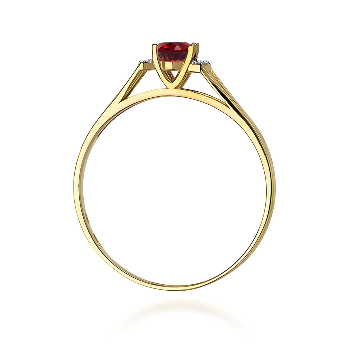 14k (585) Gold Ring | 0.50ct Garnet and 0.052ct Diamonds | GREMARI Jewelry