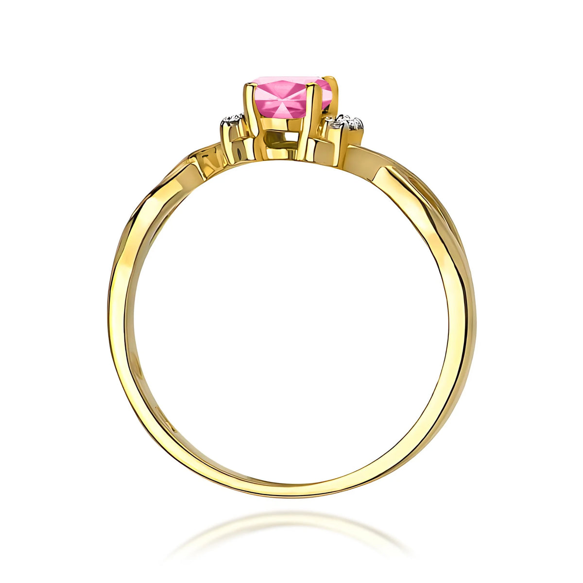 14k (585) Gold Ring | 0.50ct Pink Topaz and 0.052ct Diamonds | GREMARI Jewelry