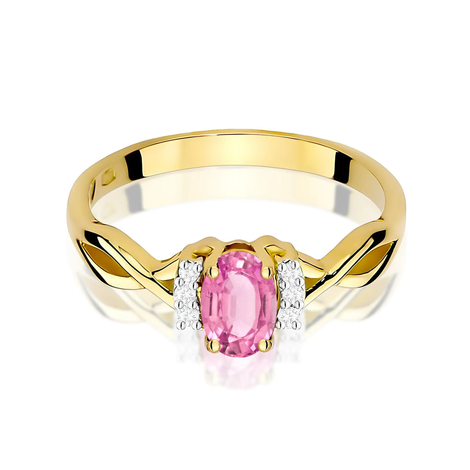 14k (585) Gold Ring | 0.50ct Pink Topaz and 0.052ct Diamonds | GREMARI Jewelry
