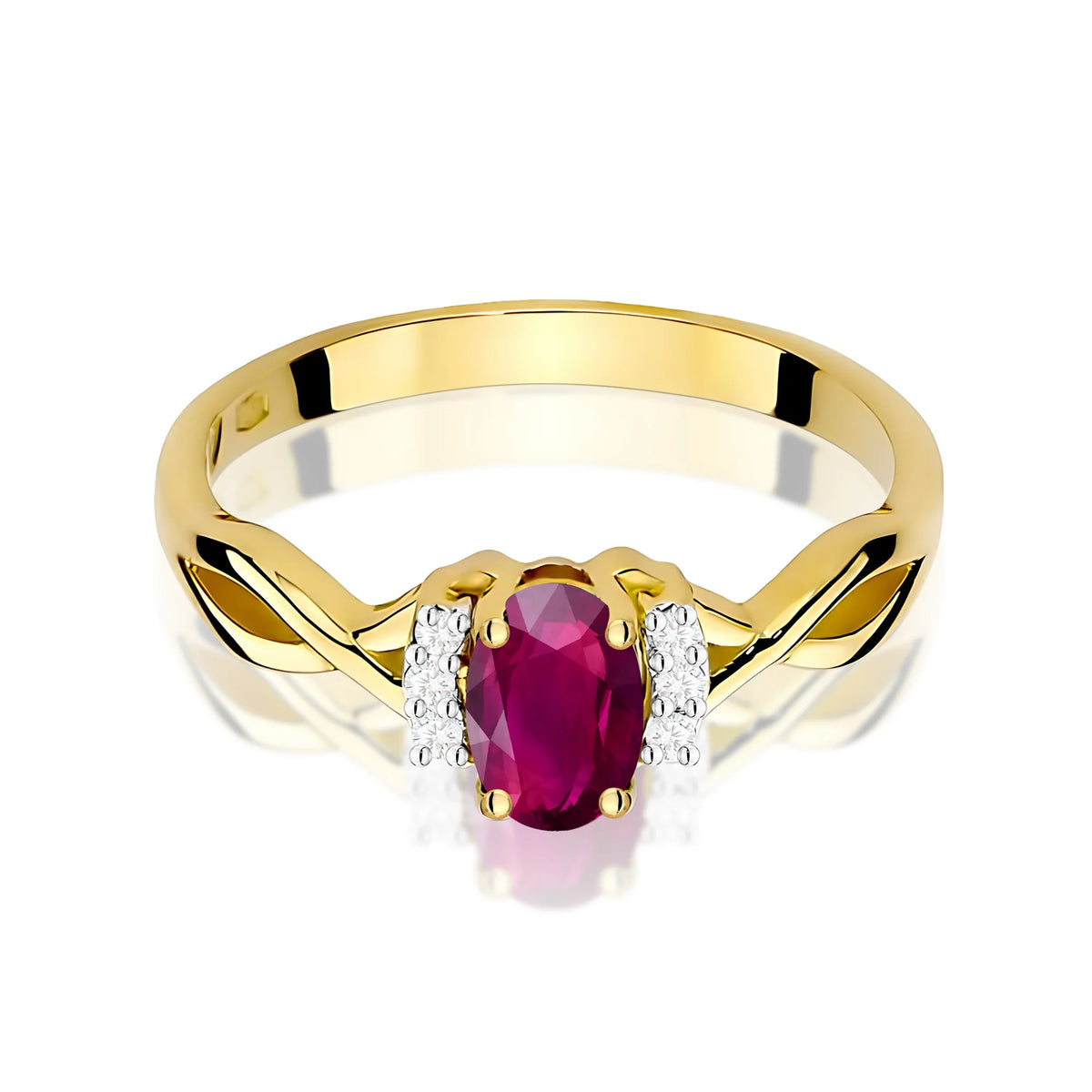 14k (585) Gold Ring | 0.50ct Rhodolite and 0.052ct Diamonds | GREMARI Jewelry
