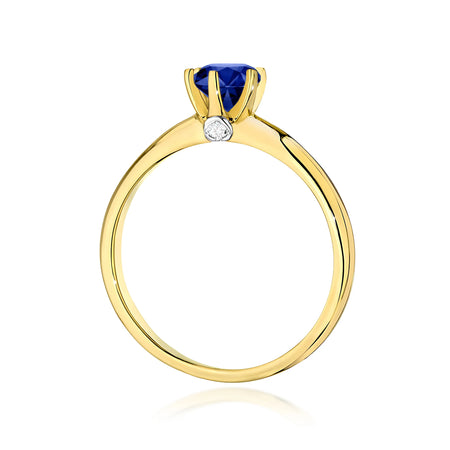 14k Gold (585) Ring | 0.50ct Sapphire & 0.04ct Diamonds | GREMARI Jewelry