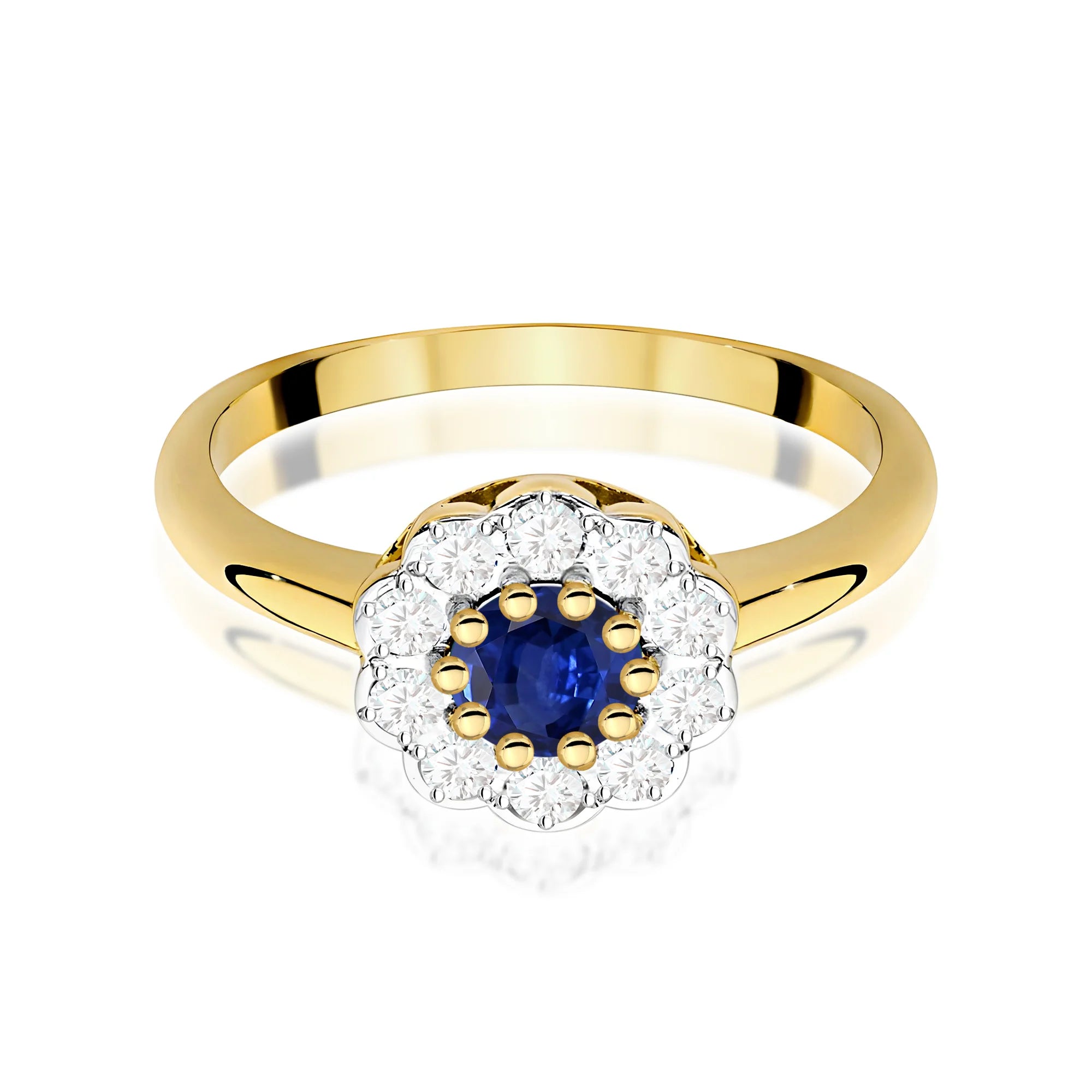 14k (585) Gold Ring | 0.50ct Sapphire and 0.30ct Diamonds | GREMARI Jewelry
