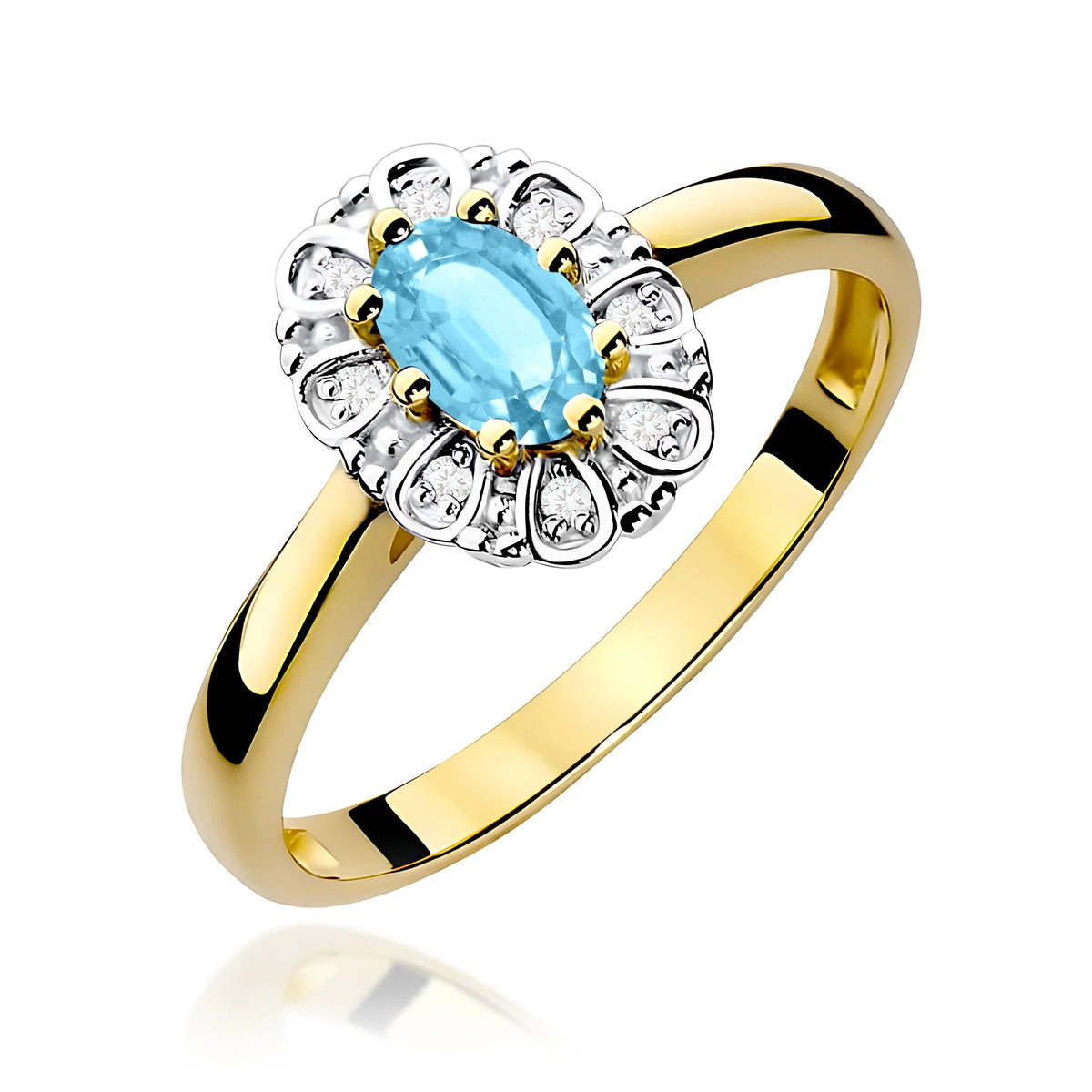 14k (585) Gold Ring | 0.50ct Topaz and 0.069ct Diamonds | GREMARI Jewelry