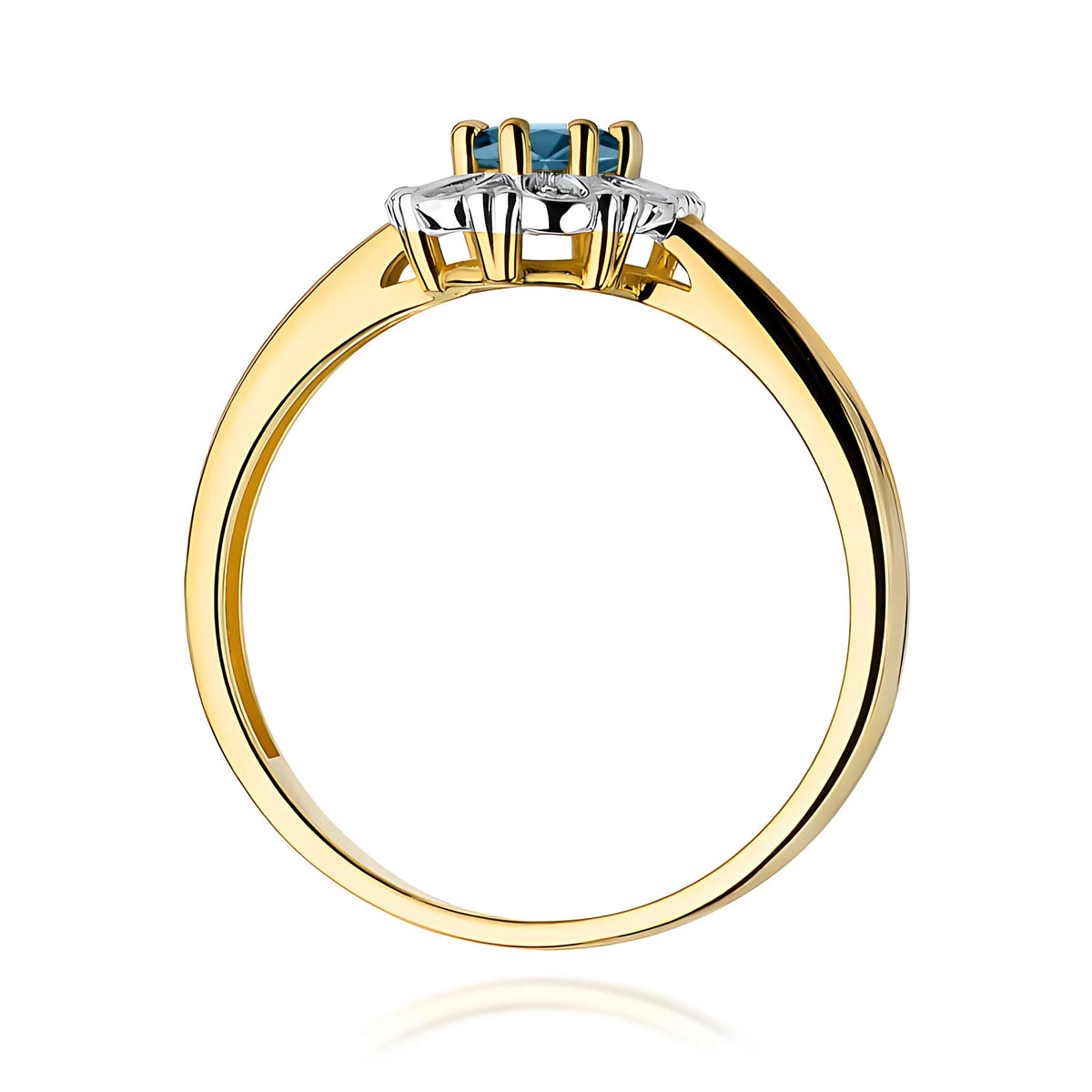 14k (585) Gold Ring | 0.50ct Topaz London Blue and 0.069ct Diamonds | GREMARI Jewelry