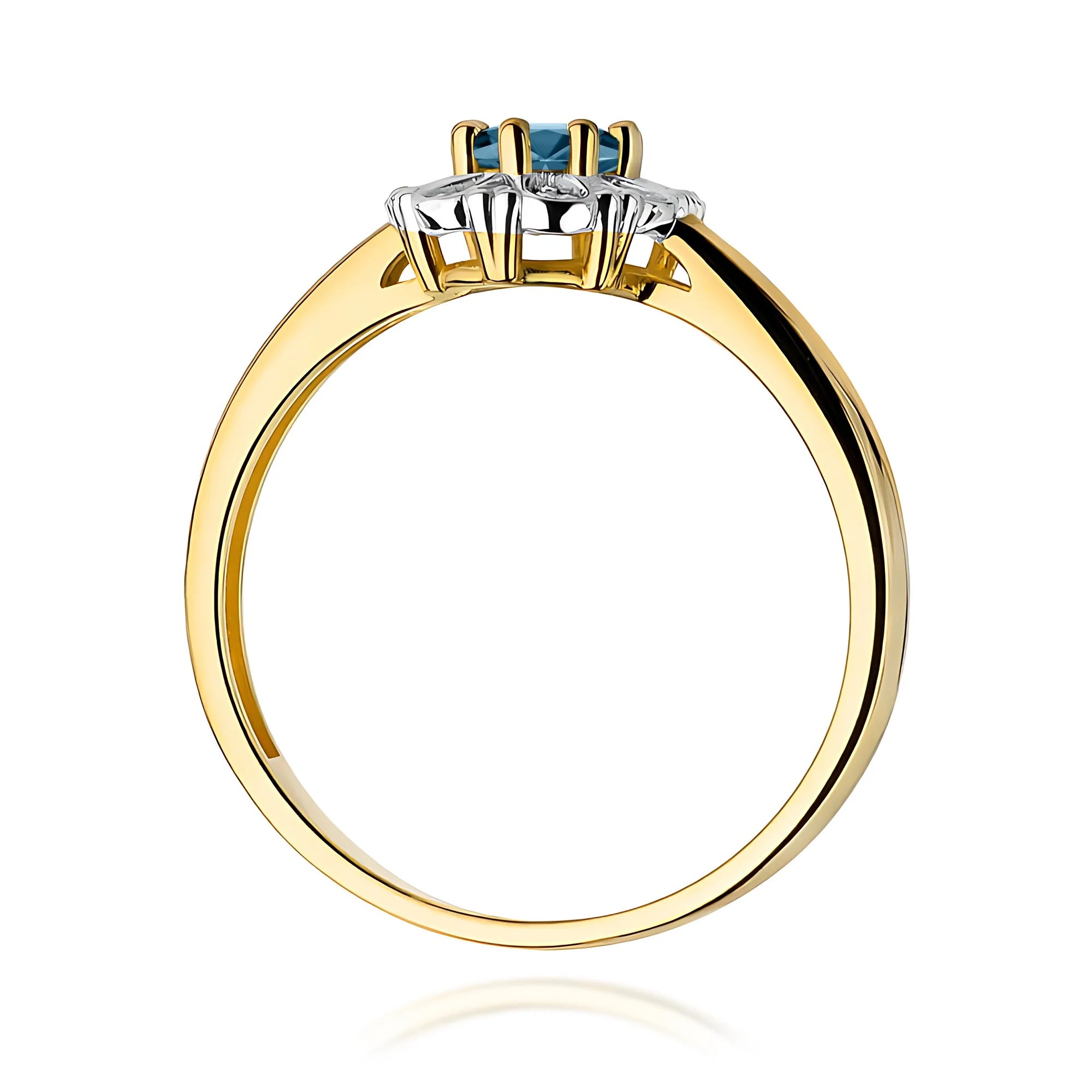 14k (585) Gold Ring | 0.50ct Topaz London Blue and 0.069ct Diamonds | GREMARI Jewelry
