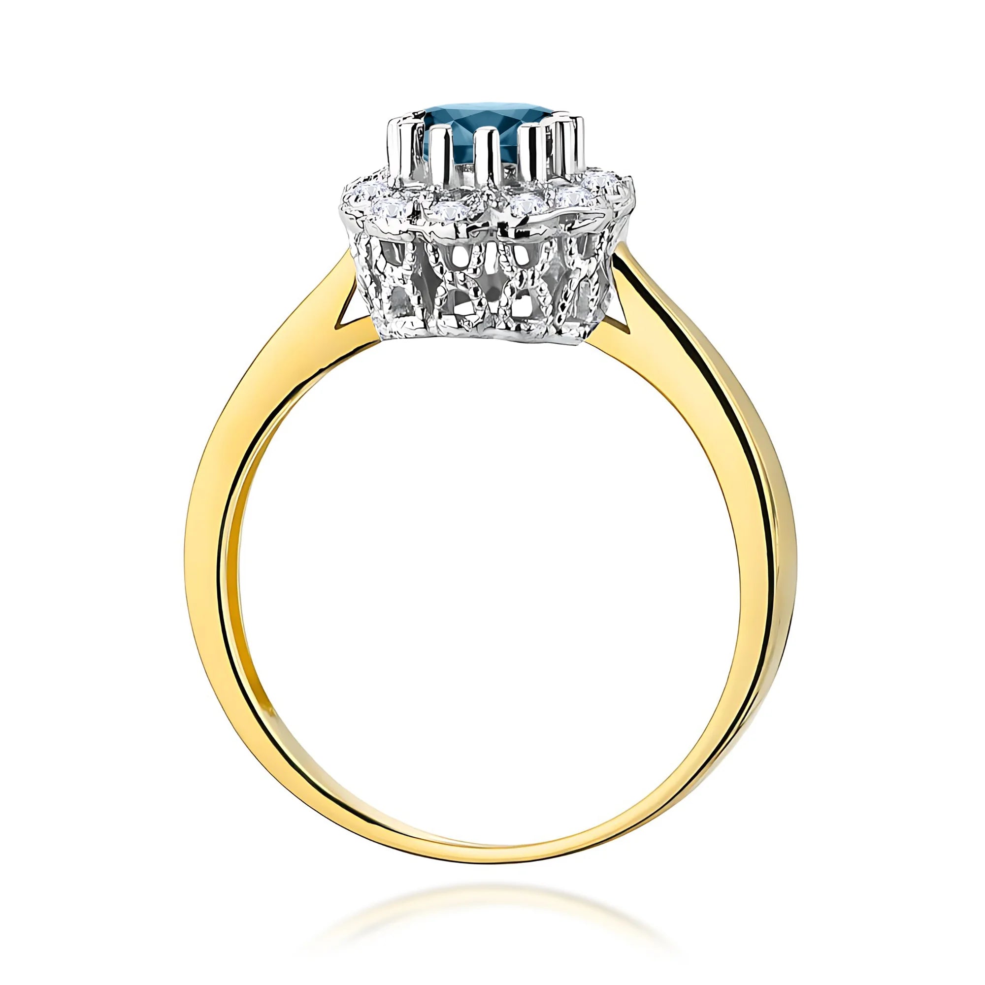 14k (585) Gold Ring | 0.50ct Topaz London Blue and 0.174ct Diamonds | GREMARI Jewelry
