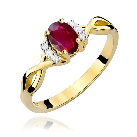 14k (585) Gold Ring | 0.60ct Ruby and 0.052ct Diamonds | GREMARI Jewelry

