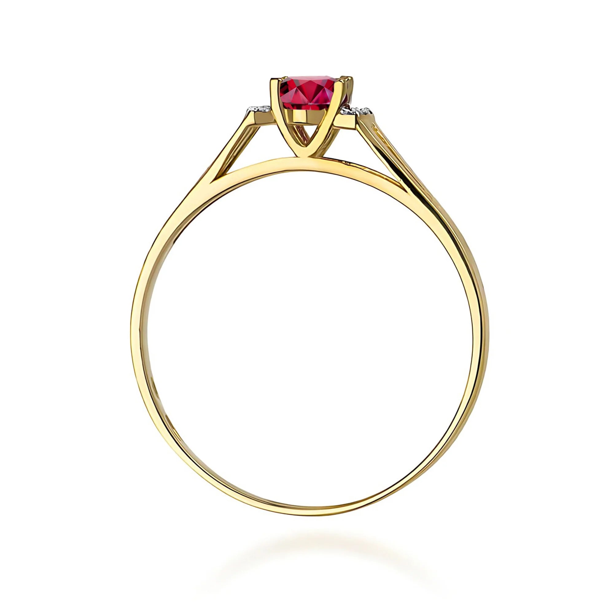 14k (585) Gold Ring | 0.60ct Ruby and 0.052ct Diamonds | GREMARI Jewelry
