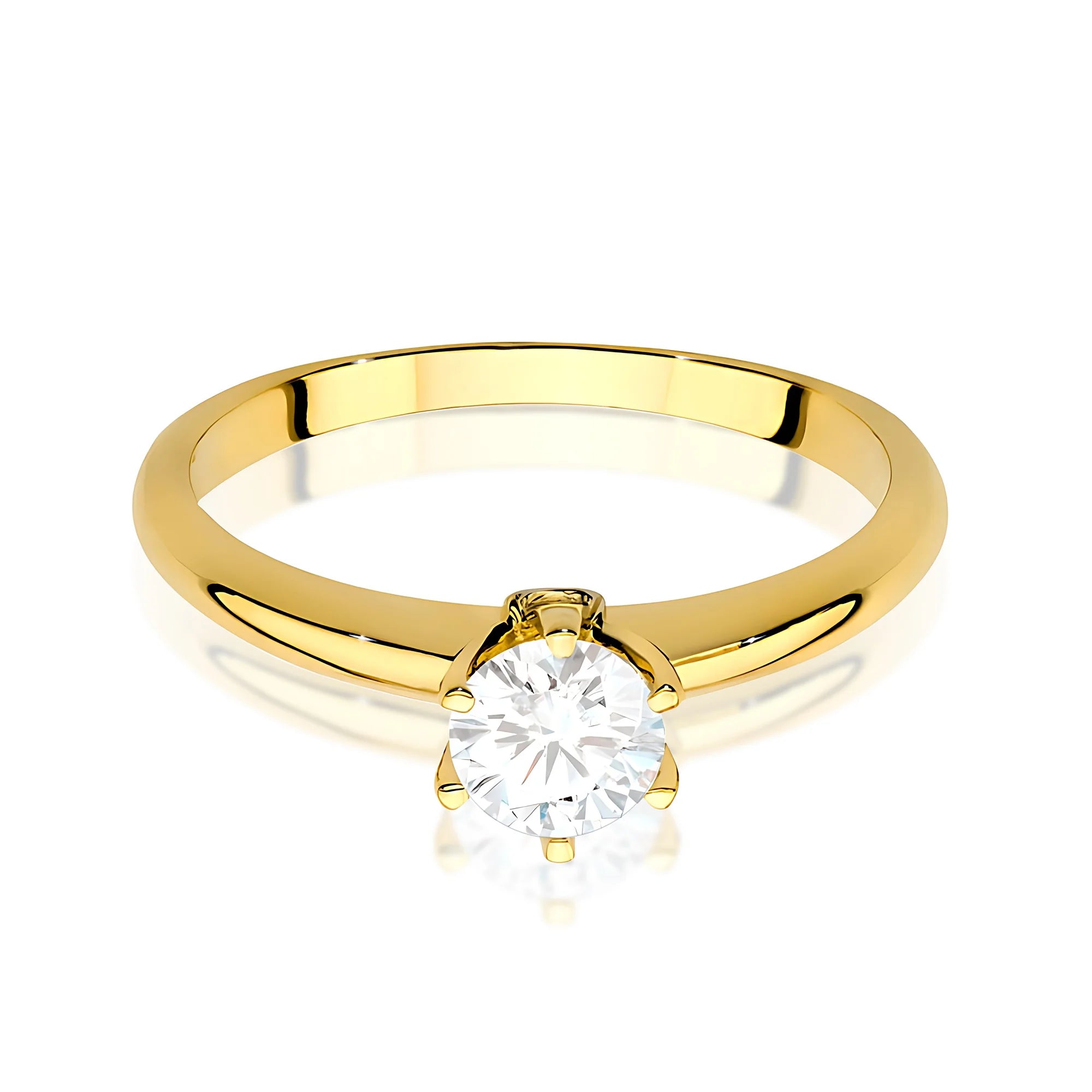 14k Gold (585) Ring | 0.60ct White Sapphire & 0.04ct Diamonds | GREMARI Jewelry