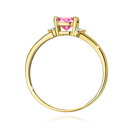 14k Gold (585) Ring | 0.65ct Pink Topaz & 0.01ct Diamonds | GREMARI Jewelry