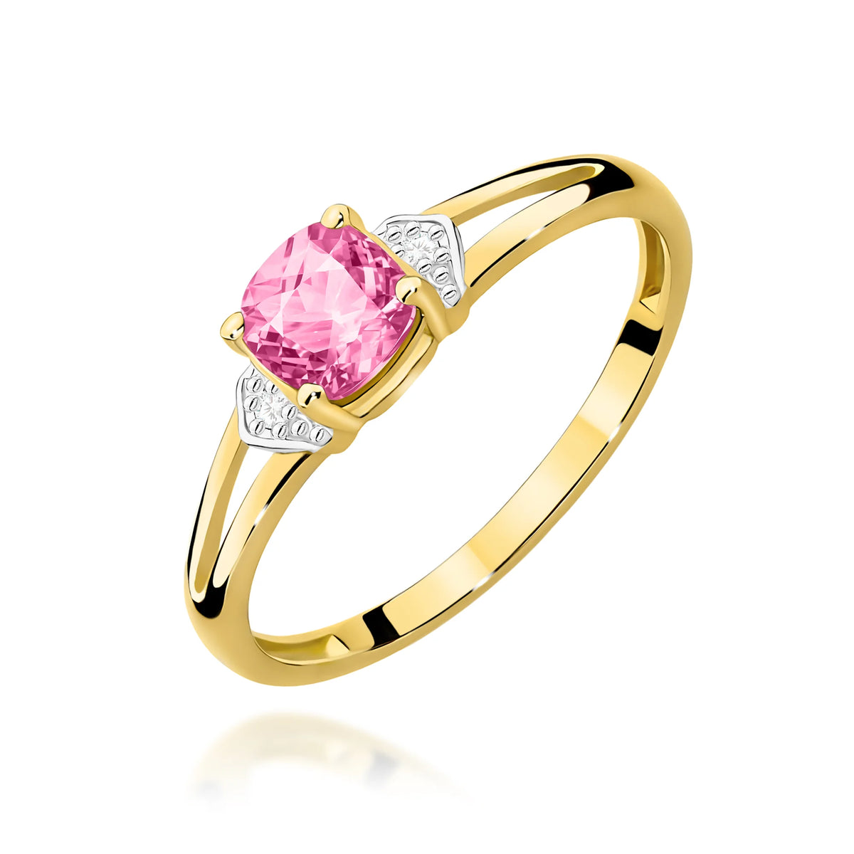 14k Gold (585) Ring | 0.65ct Pink Topaz & 0.01ct Diamonds | GREMARI Jewelry