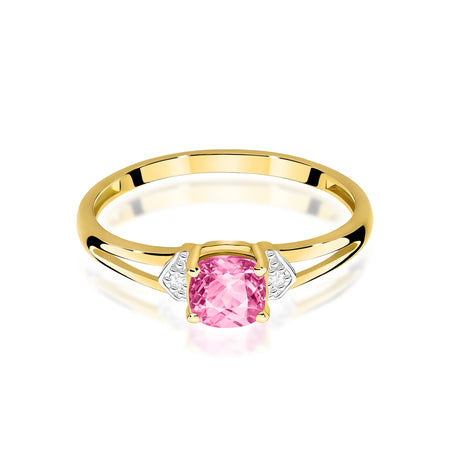 14k Gold (585) Ring | 0.65ct Pink Topaz & 0.01ct Diamonds | GREMARI Jewelry