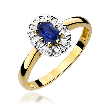 14k (585) Gold Ring | 0.70ct Sapphire and 0.069ct Diamonds | GREMARI Jewelry
