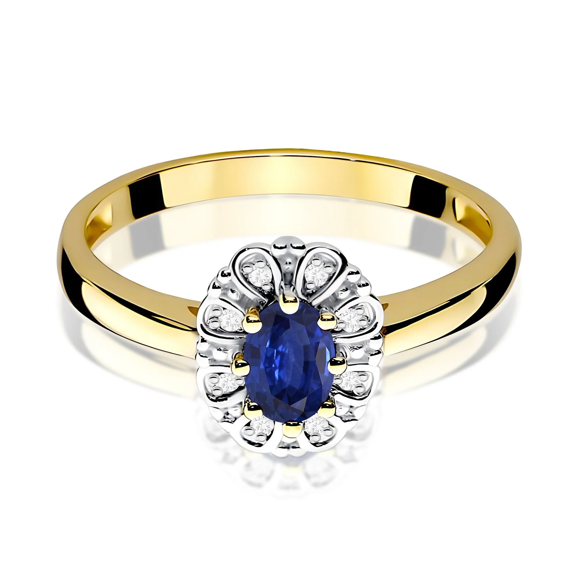 14k (585) Gold Ring | 0.70ct Sapphire and 0.069ct Diamonds | GREMARI Jewelry
