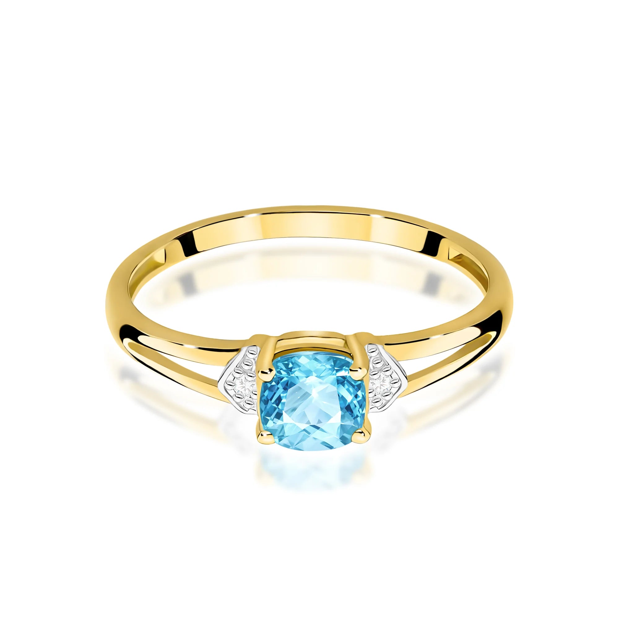 14k (585) Gold Ring | 0.70ct Topaz and 0.01ct Diamonds | GREMARI Jewelry