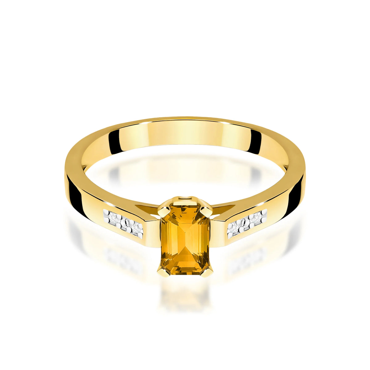 14k (585) Gold Rings | 0.80ct Citrin and 0.04ct Diamonds | GREMARI Jewelry