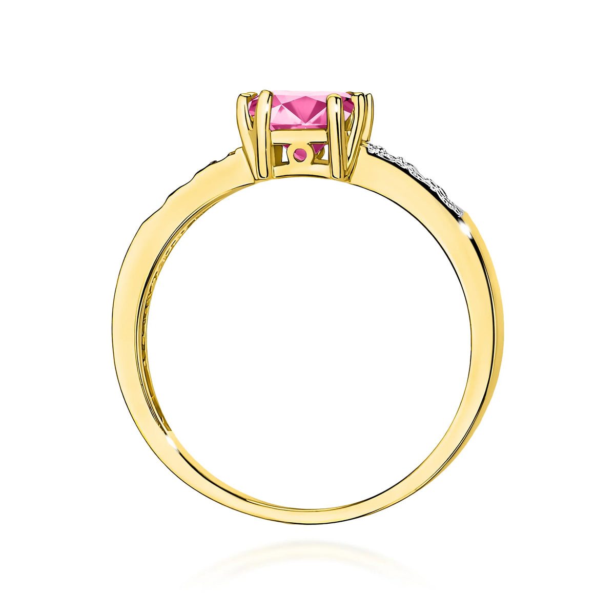 14k (585) Gold Rings | 1.10ct Pink topaz and 0.06ct Diamonds | GREMARI Jewelry
