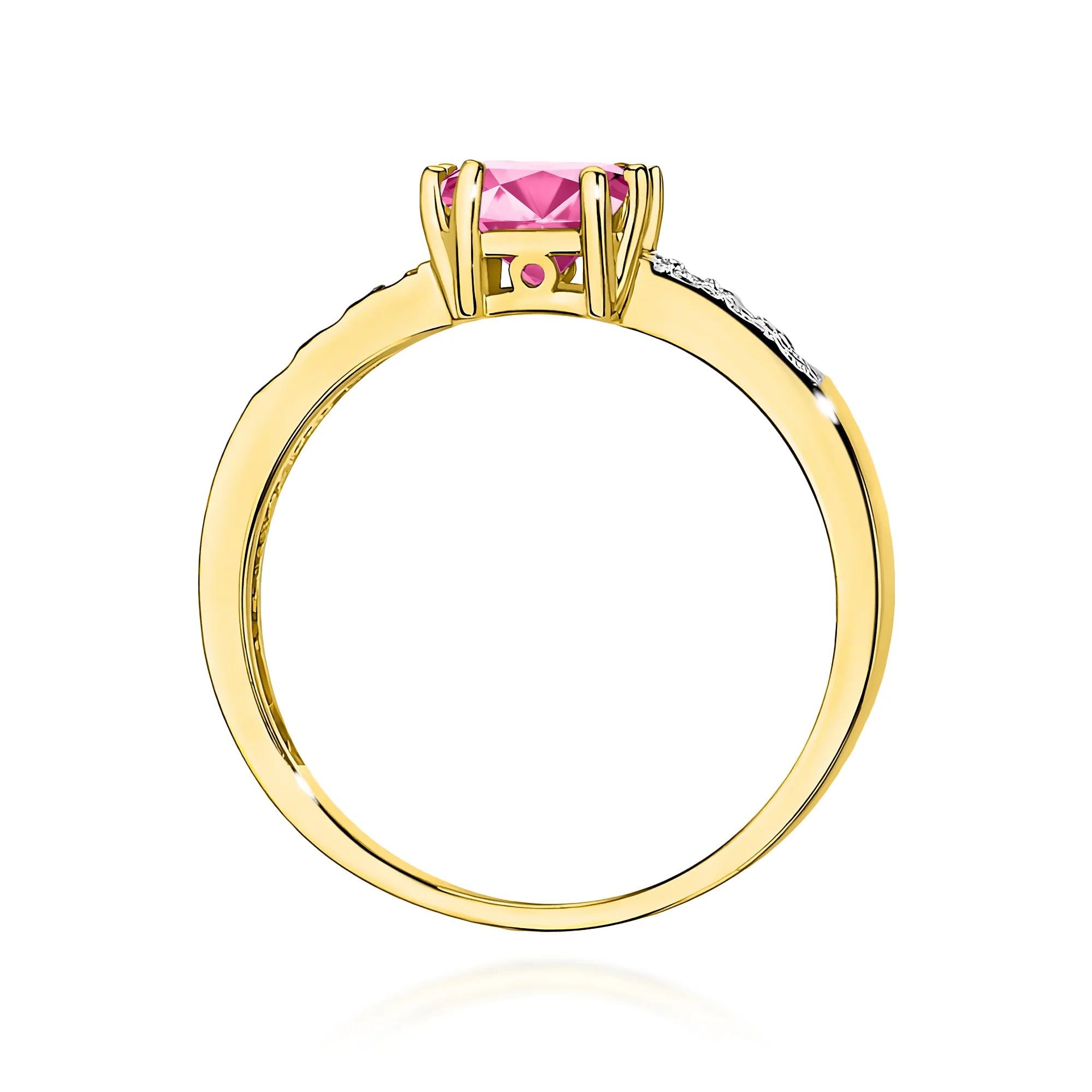 14k (585) Gold Rings | 1.10ct Pink topaz and 0.06ct Diamonds | GREMARI Jewelry
