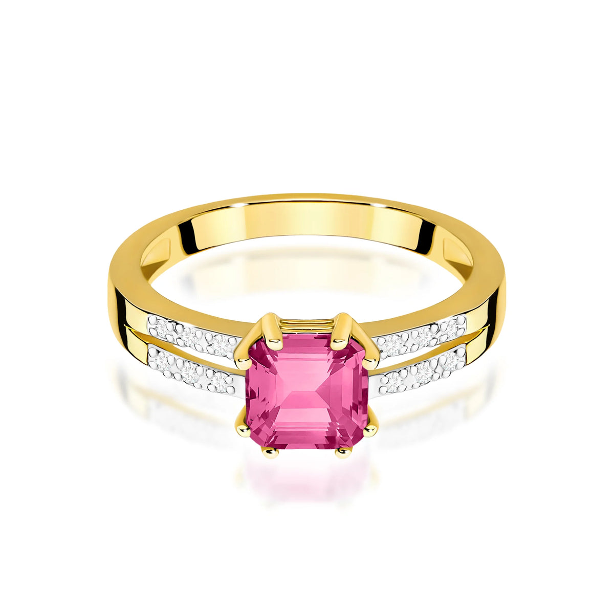 14k (585) Gold Rings | 1.10ct Pink topaz and 0.06ct Diamonds | GREMARI Jewelry