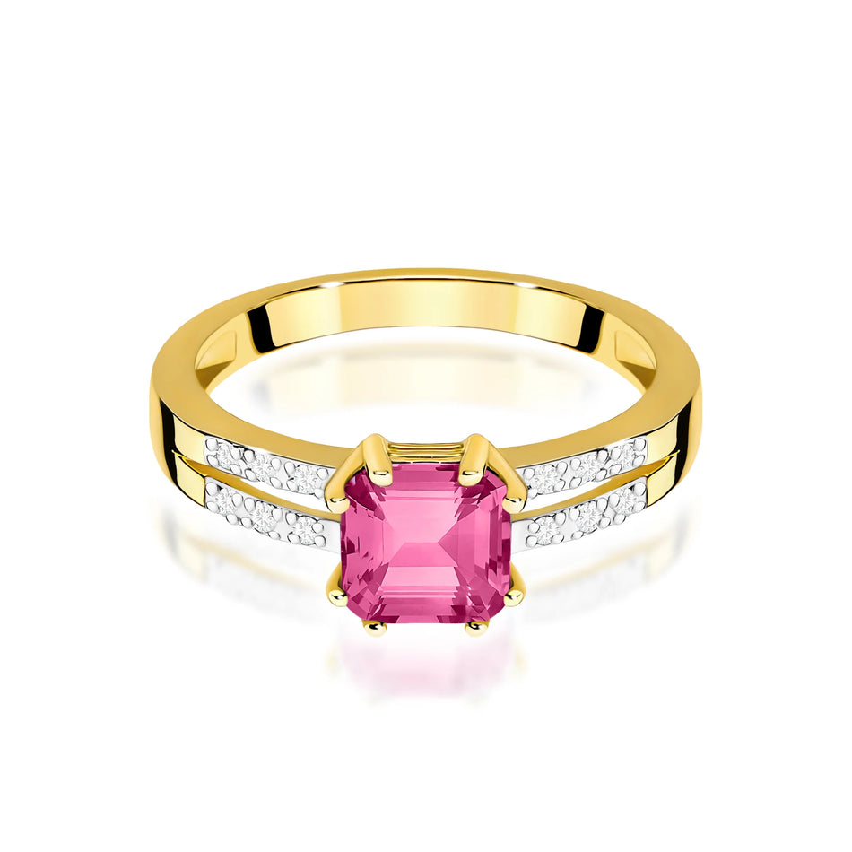 14k (585) Gold Rings | 1.10ct Pink topaz and 0.06ct Diamonds | GREMARI Jewelry
