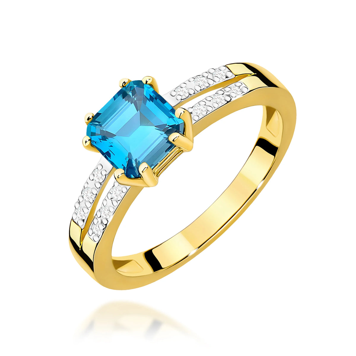 14k (585) Gold Rings | 1.10ct Topaz and 0.06ct Diamonds | GREMARI Jewelry