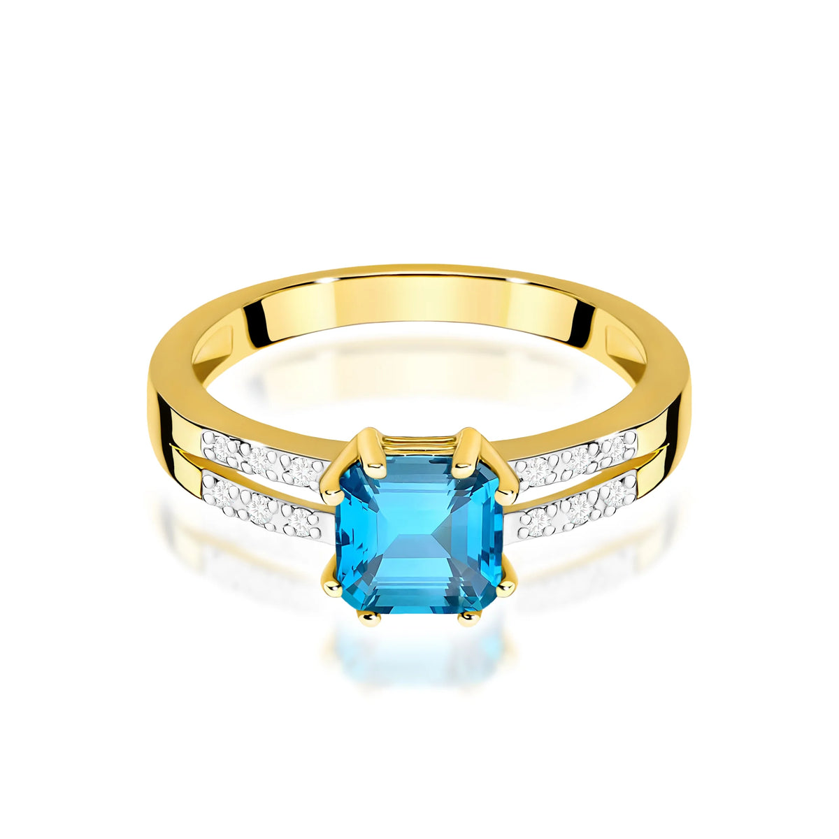 14k (585) Gold Rings | 1.10ct Topaz and 0.06ct Diamonds | GREMARI Jewelry
