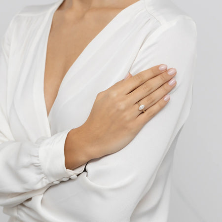 Prsten z 14karátového zlata (585) | Bílá zirkonie elipsa | Šperky GREMARI