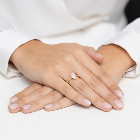 Prsten z 14karátového zlata (585) | Bílá zirkonie elipsa | Šperky GREMARI