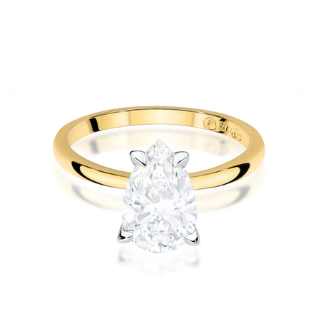 Gold 14k(585) ring with 2ct lab diamond.  Is packaged in an elegant box, which is perfect for a gift.