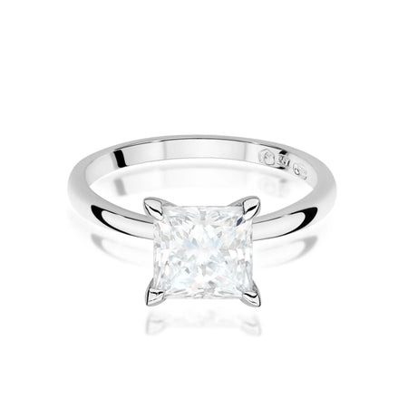 White Gold 14k(585) ring with 2ct lab diamond.  Is packaged in an elegant box, which is perfect for a gift. 
