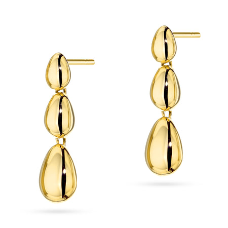14k Gold Stud Earrings Oval Teardrops. Gremari gold earrings are packaged in an elegant box.