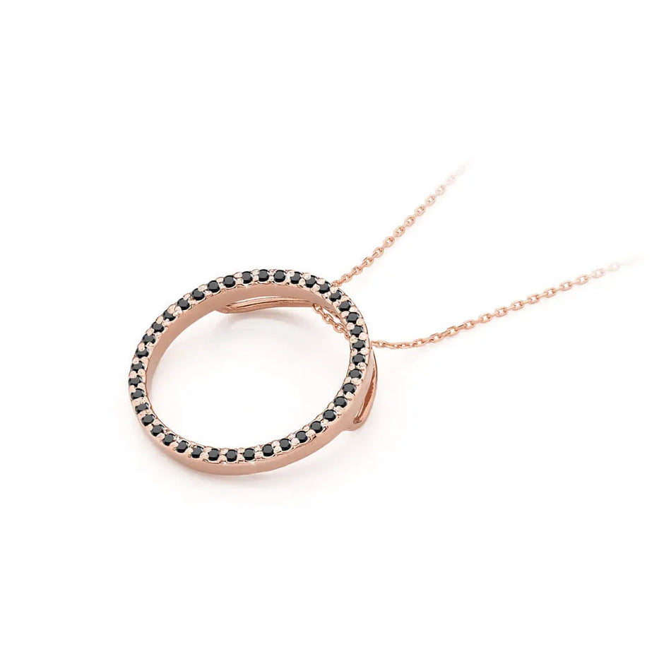 14k Rose Gold (585) Pendant | Black Diamonds | Luxury Gift Jewelry