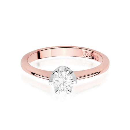 Rose Gold 14k(585) ring with 0,50ct diamond.  Is packaged in an elegant box, which is perfect for a gift.