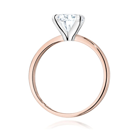 Rose Gold 14k(585) ring with 2ct lab diamond.  Is packaged in an elegant box, which is perfect for a gift.
