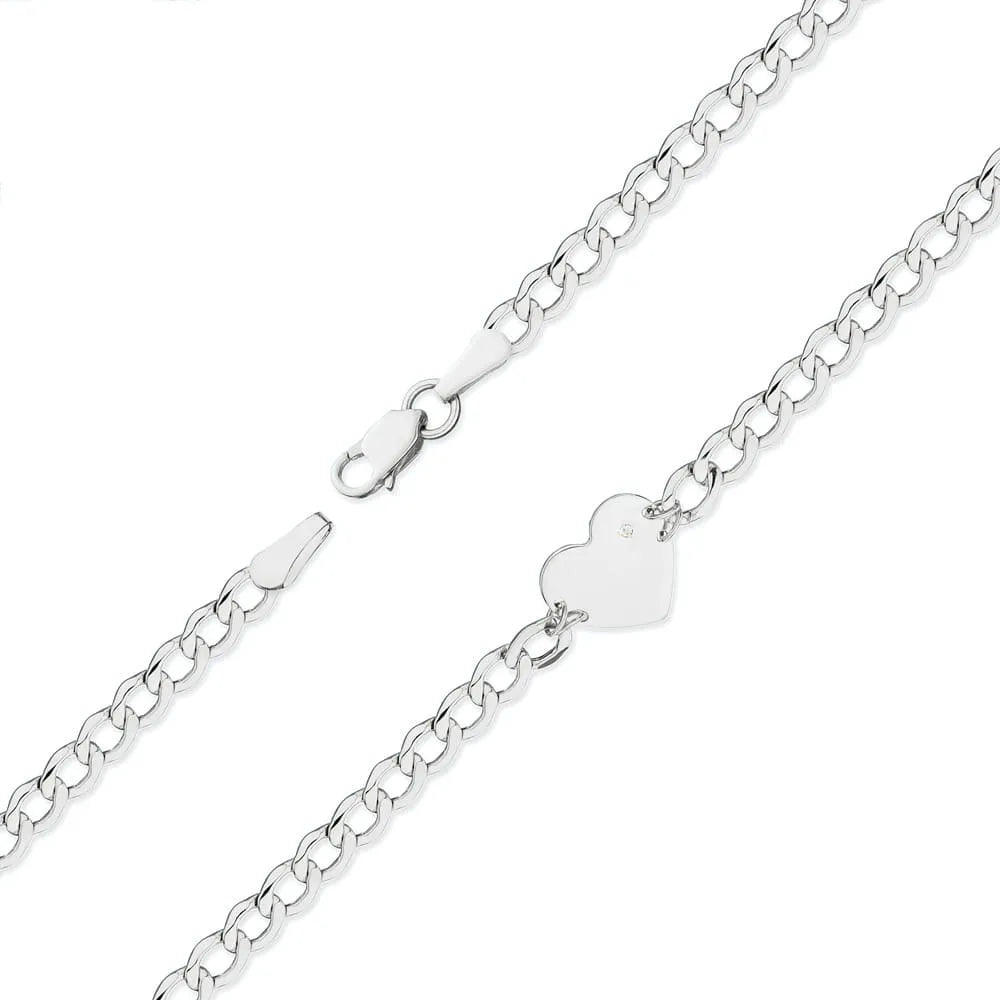 This white gold bracelet with a 0.005ct diamond, embodies timeless beauty. Set in 14k(585) white gold, this gemstone combines elegance and durability. Is perfect for a gift