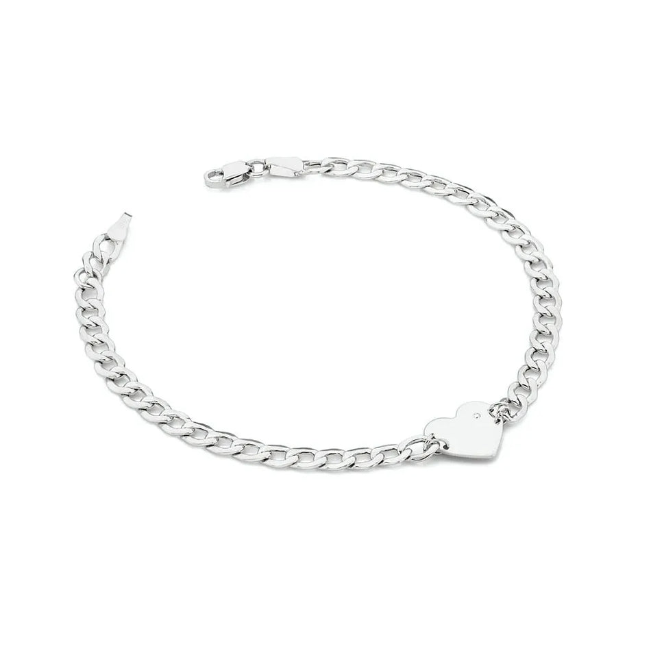 This white gold bracelet with a 0.005ct diamond, embodies timeless beauty. Set in 14K(585) white gold, this gemstone combines elegance and durability. Is perfect for a gift
