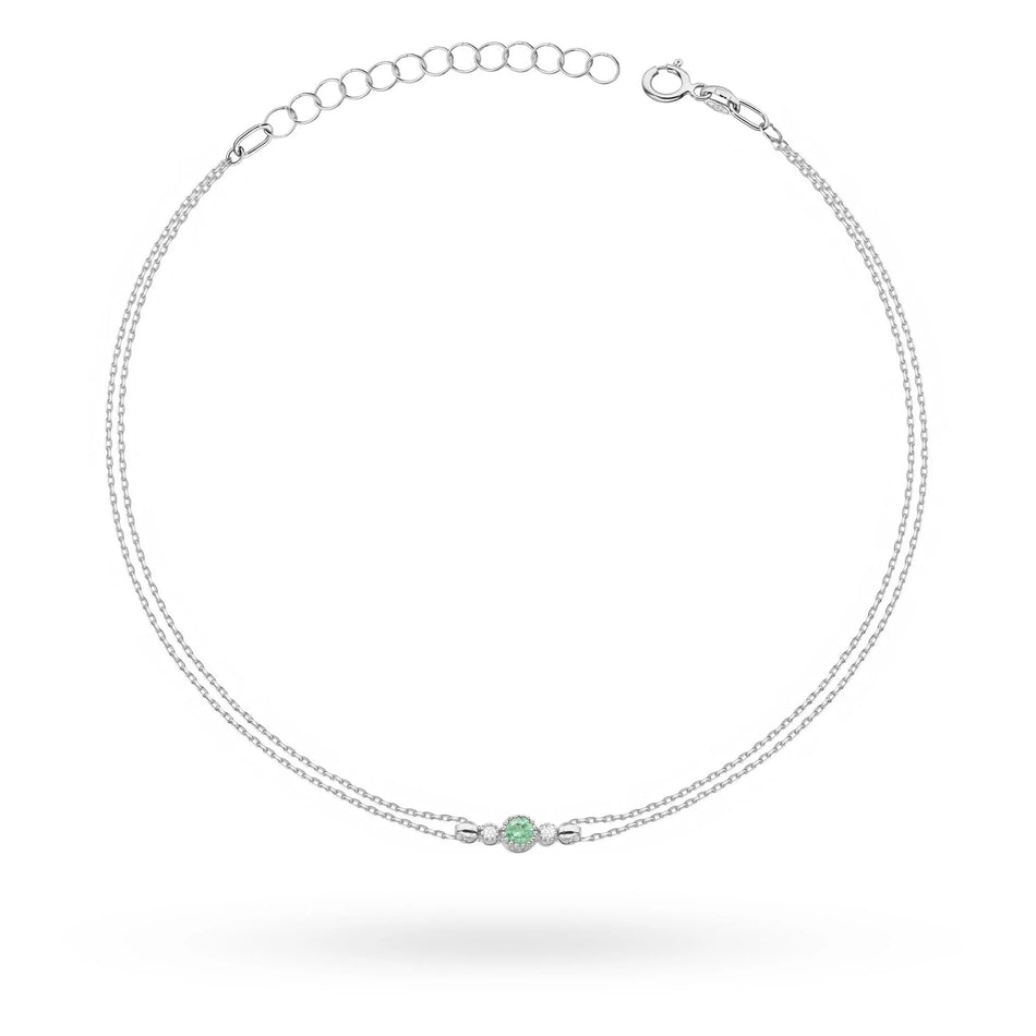 14k White gold Emerald Bracelet 0,15ct | Elegant Gift | GREMARI