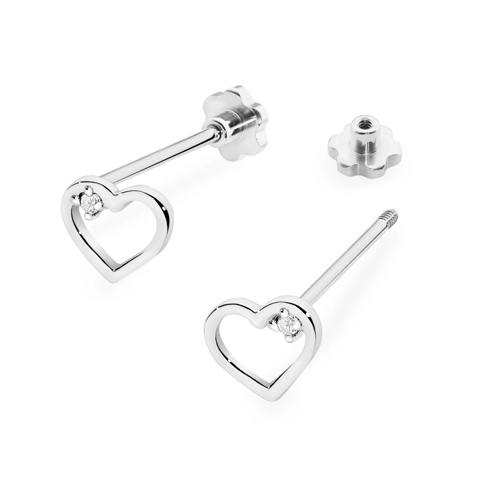 14k (585) White Gold Earrings | 0.01ct Diamonds | GREMARI Jewelry