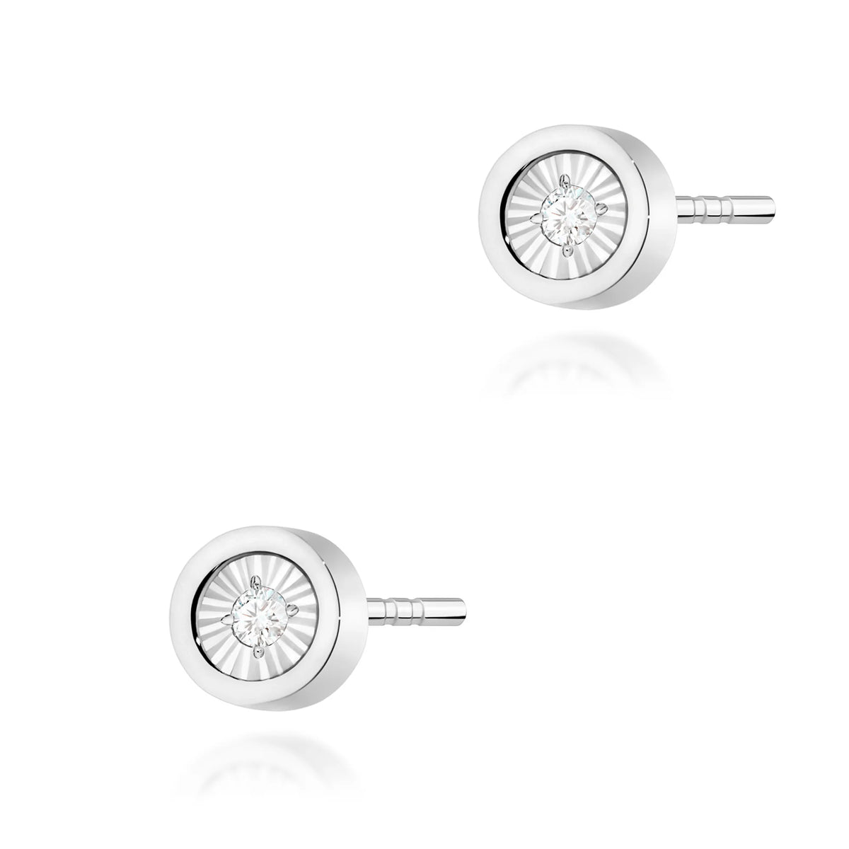 14k White Gold Earrings Stud Clasp | 2x 0.08ct Diamonds | GREMARI Jewelry